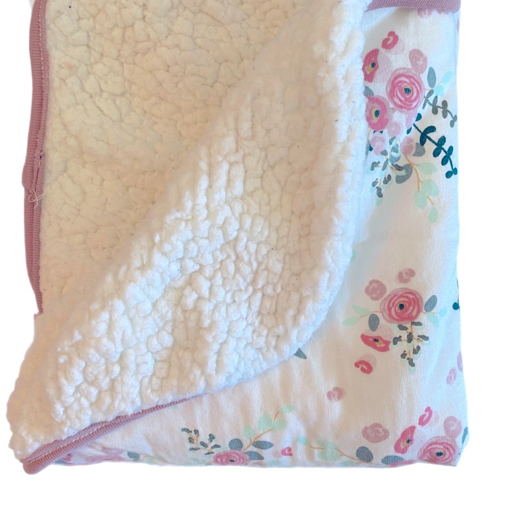 Modern Baby Floral Blanket with Pink Trim - Picture 3 of 4